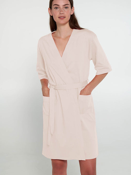 Vamp Winter Damen Baumwolle Robe Beige Soleil