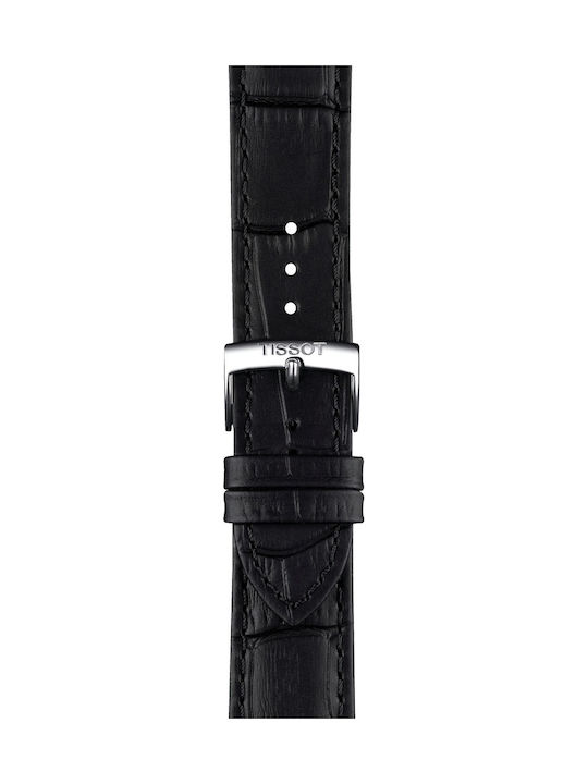 Tissot Official Pr 100 20-18mm Black Leather Strap With Silver Hardware T600049252