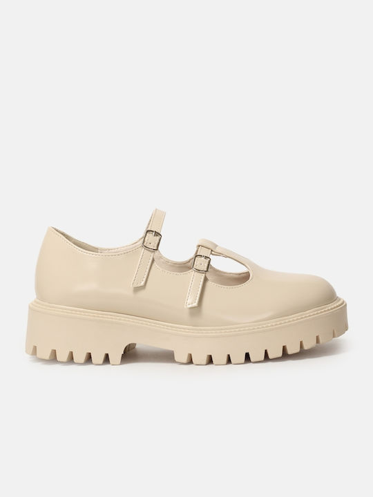 InShoes Lackleder Damen Loafers in Beige Farbe