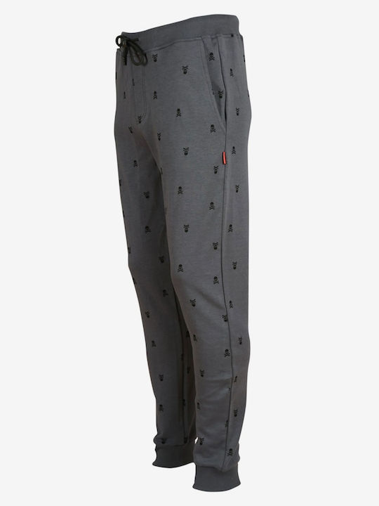 John Frank Skull Men's Winter Pajama Pants Gray