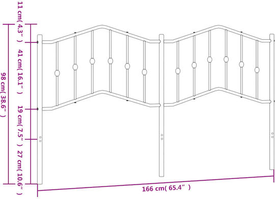 vidaXL Metallic White Bed Headboard 166x98cm
