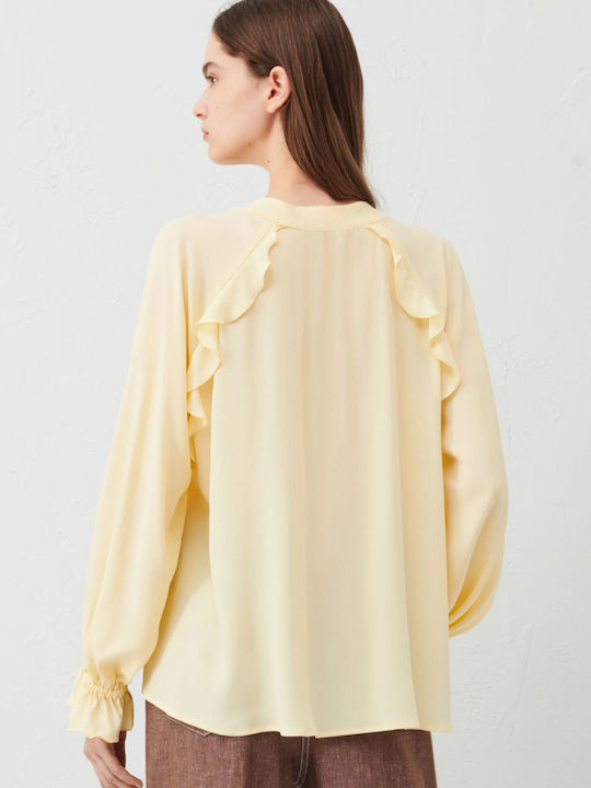 Marella Women's Silky Long Sleeve Shirt Yellow