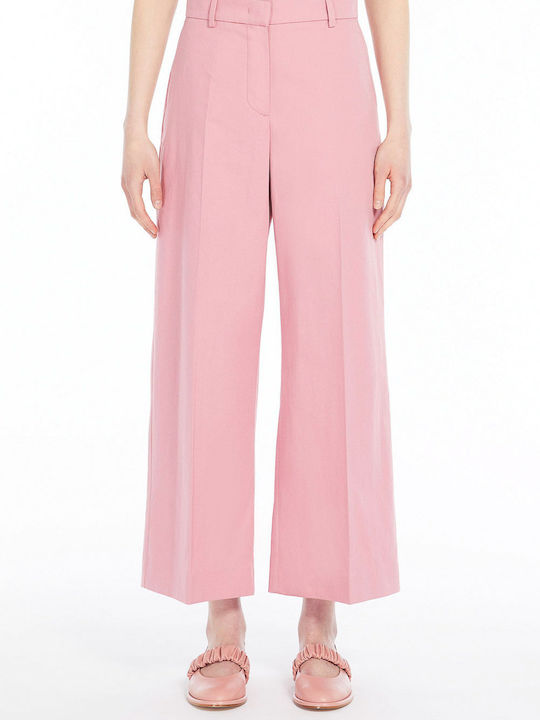 Max Mara Femei Talie înaltă Bumbac Pantaloni PINK 035165