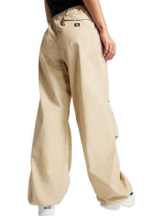 Women's Fabric Trousers with Elastic Beige