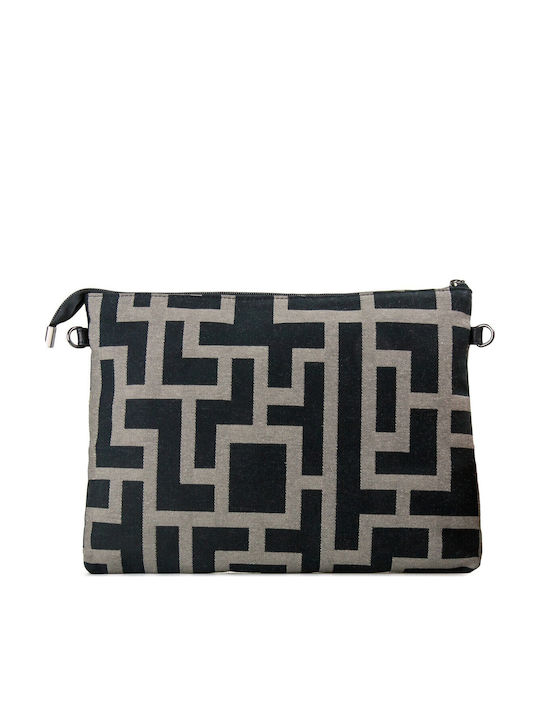 Υφασμάτινη Γυναικεία Τσάντα Ώμου Black / Taupe