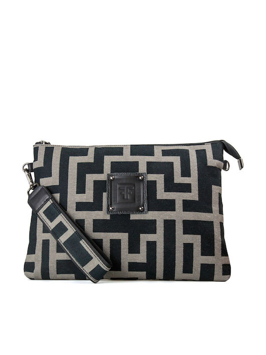 Υφασμάτινη Γυναικεία Τσάντα Ώμου Black / Taupe