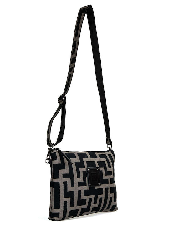 Υφασμάτινη Γυναικεία Τσάντα Ώμου Black / Taupe