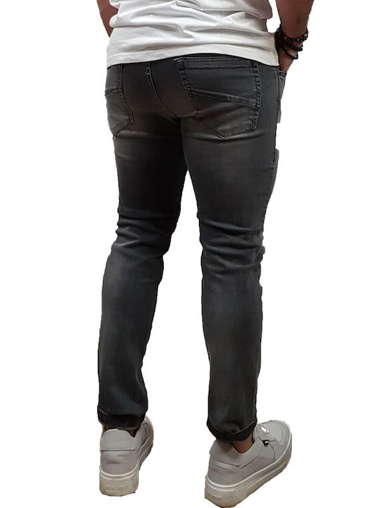 Ανδρικό Παντελόνι Τζιν Ελαστικό με Skinny Εφαρμογή Γκρι