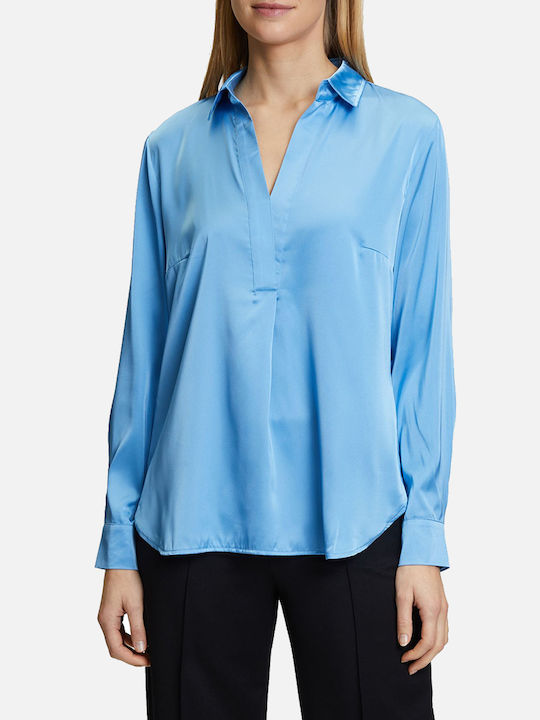 Betty Barclay Damen Sommer Bluse Satin Langärmelig Ciel