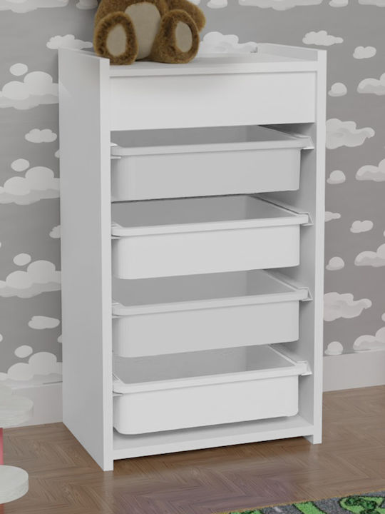 Pakketo Drawers Wooden in White Color 4 Slots 45x30x78cm