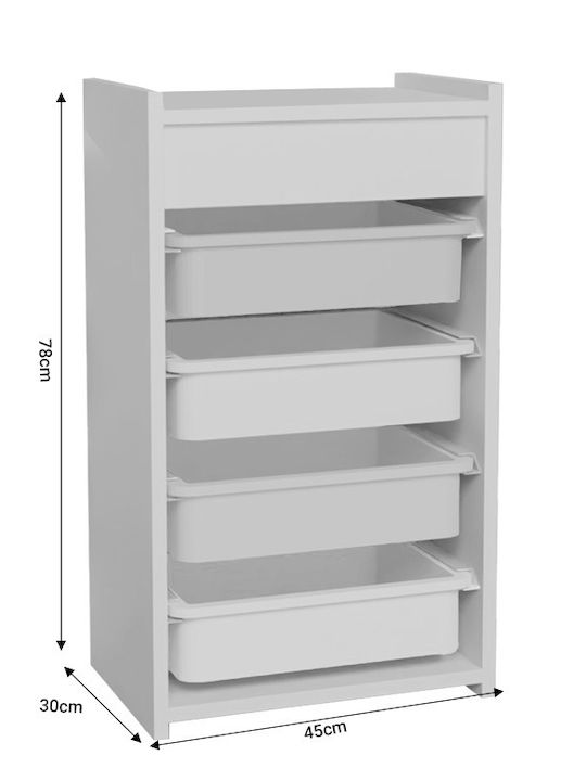 Toyli Wooden Storage Drawers L45xW30xH78cm
