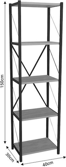 Bibliotecă Glase Negru 40x30x150εκ.