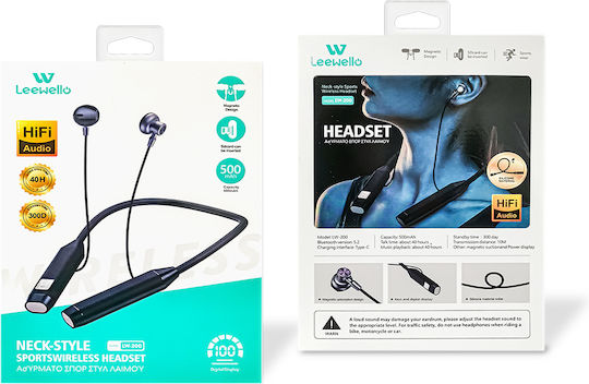 Leewello LW-200 In ear Bluetooth хендсфри Слушалки с Устойчивост на Пот Черен