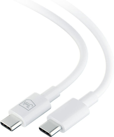 3MK Hyper USB 2.0 Cable USB-C Male - USB-C 100W PD White 1.2m