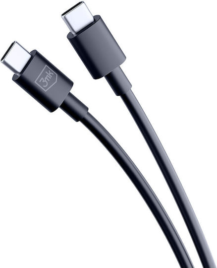 3MK Hyper USB 2.0 Cable USB-C male - USB-C 100W PD Μαύρο 1.2m
