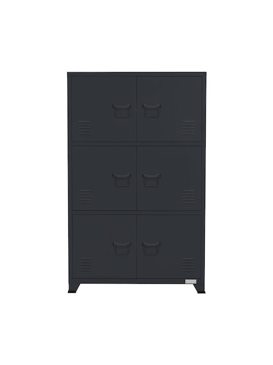 Cabinet de Birou Metalic Cărbune de lemn 75x40x120cm