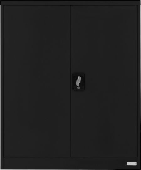 Office Storage Metal Cabinet Black Velvet-Black Metal L90xW40xH109cm