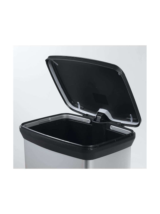 Curver Metallic Waste Bin with Pedal Silver 50L