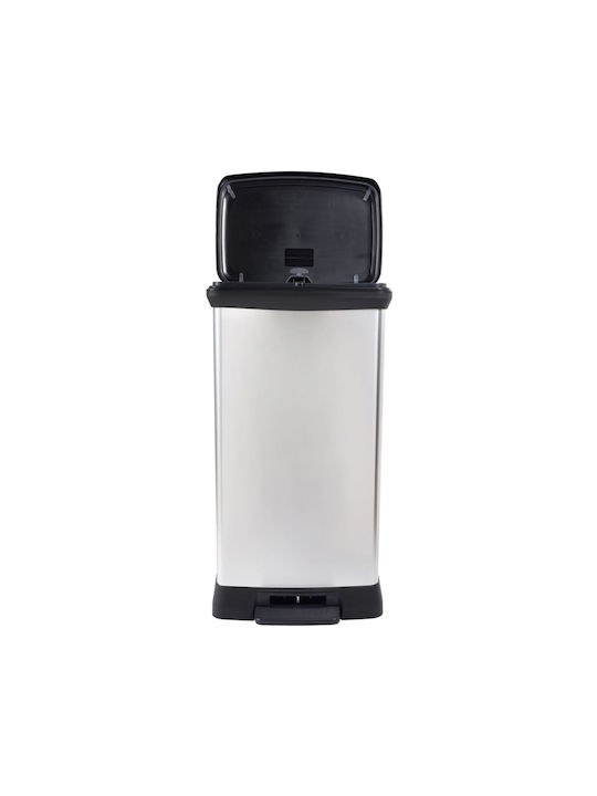 Curver Metallic Waste Bin with Pedal Silver 50L