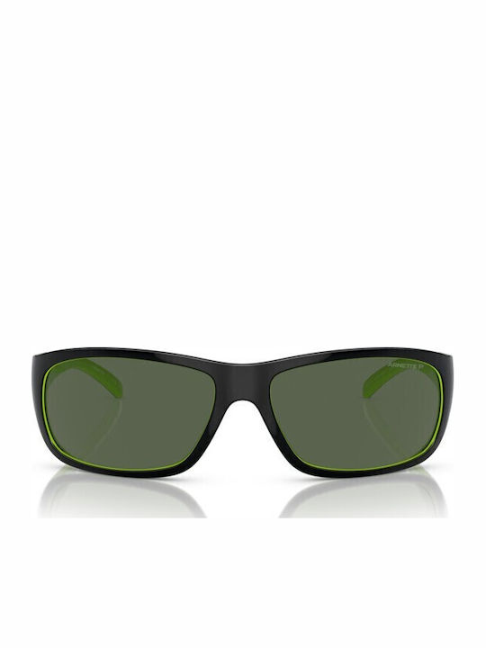 Arnette Uka-uka Unisex Sunglasses with Black Plastic Frame and Green Lens