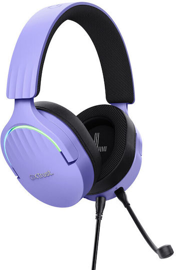 Trust GXT490 Fayzo Over Ear Gaming Headset με σύνδεση USB Μωβ for PS4 / PS5