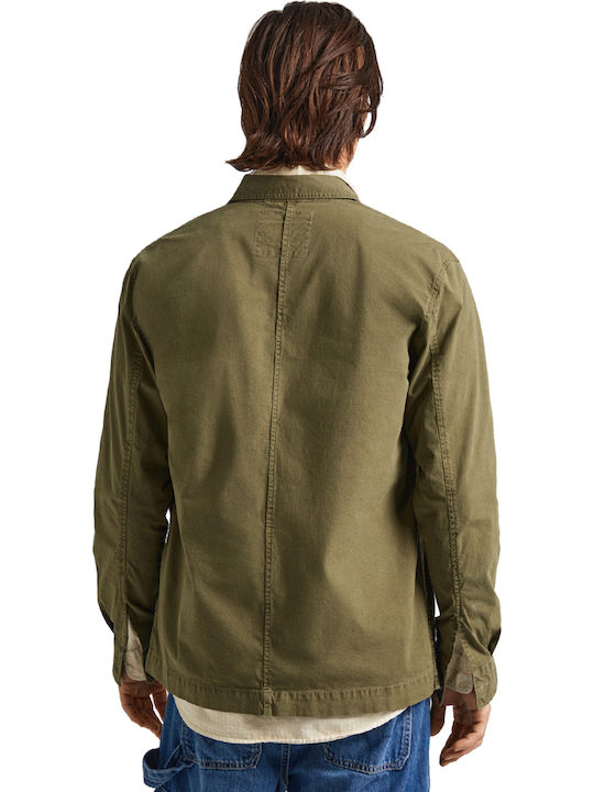 Lele Long Sleeve Denim Overshirt in Regular Fit Green