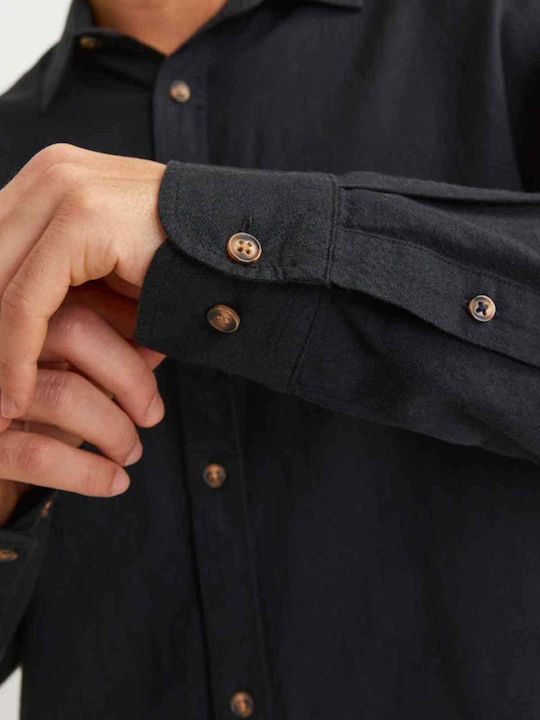 Langärmlig Leinen Hemd Black