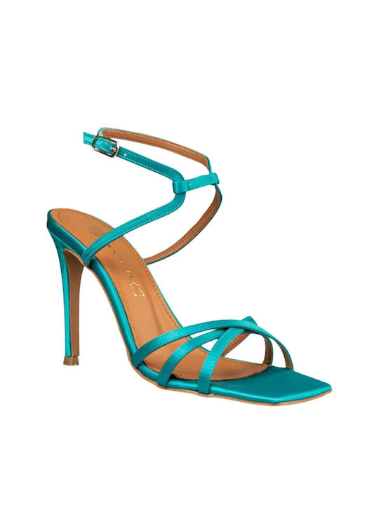 Envie Shoes Synthetic Leather Women's Sandals Green with High Heel