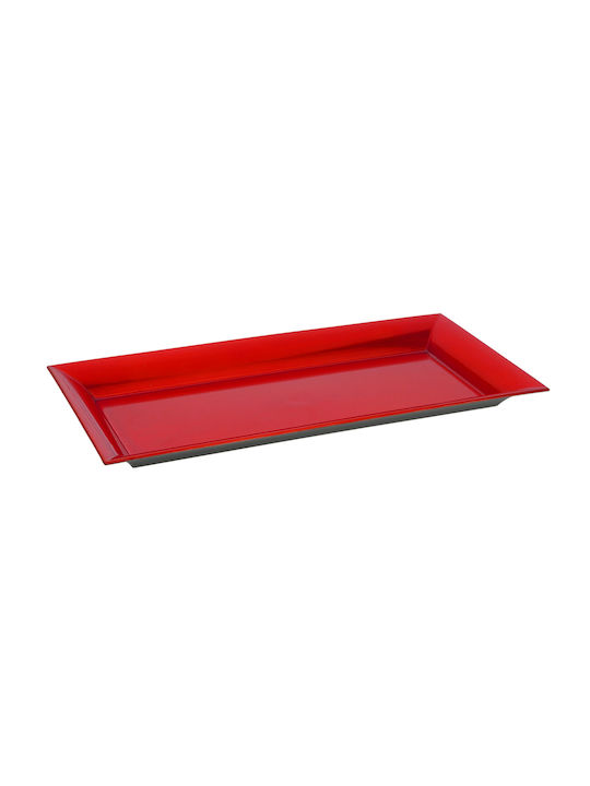 Rectangular Plate Shiny Red Plastic 36x17cm