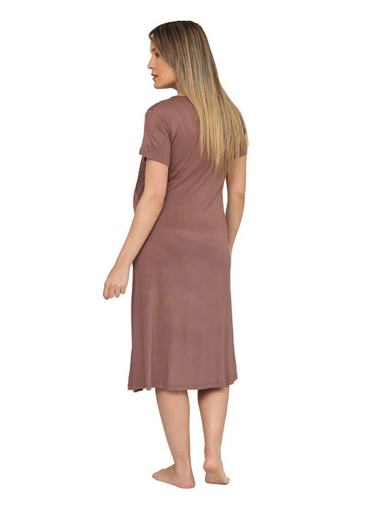 Angel's Secret Nightgown Maternity & Nursing Brown