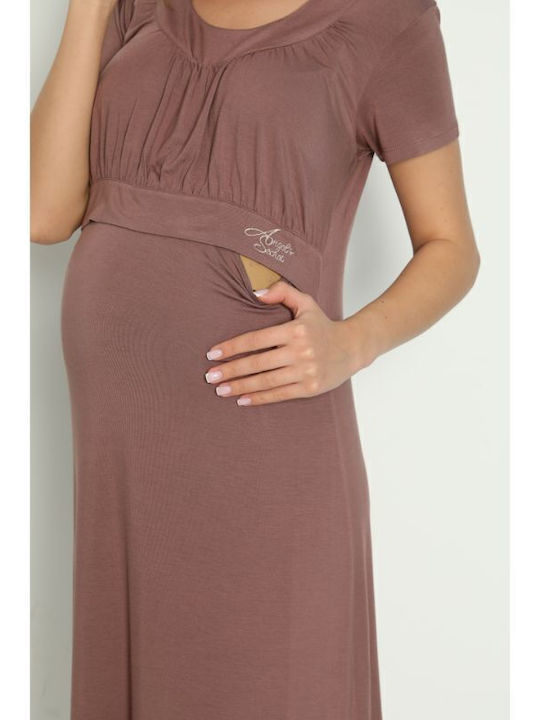Angel's Secret Nightgown Maternity & Nursing Brown