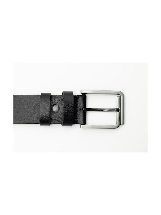 Savas Men's Leather Wide Belt Black