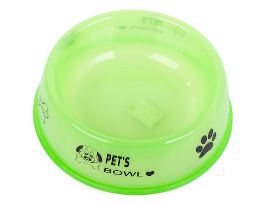 Plastic Bol Mâncare & Apă pentru Câine pe Bază 600ml 18cm în Culoare Verde