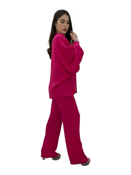 Kinzi Γυναικείο Φούξια Σετ με Παντελόνι Regular Fit