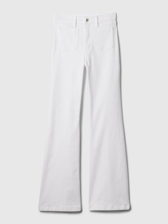 GAP High Waist Women's Jean Trousers Flared in Slim Fit White