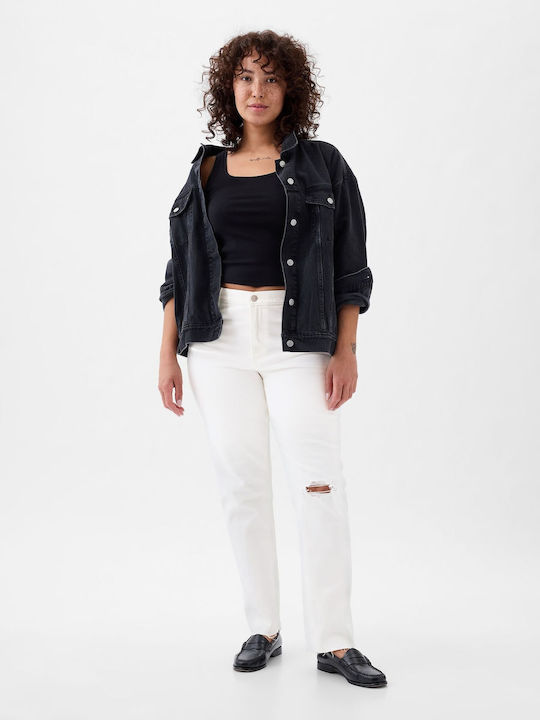 Hoch tailliert Damenjeans in Gerader Linie Optic White