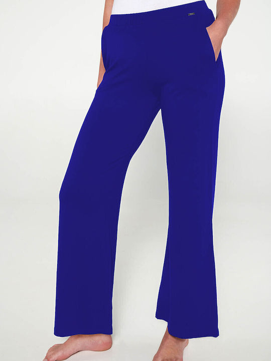 Women's Fabric Trousers Flared Blue