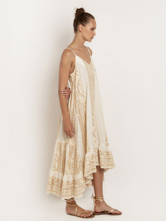 Greek Archaic Kori Summer Midi Dress White