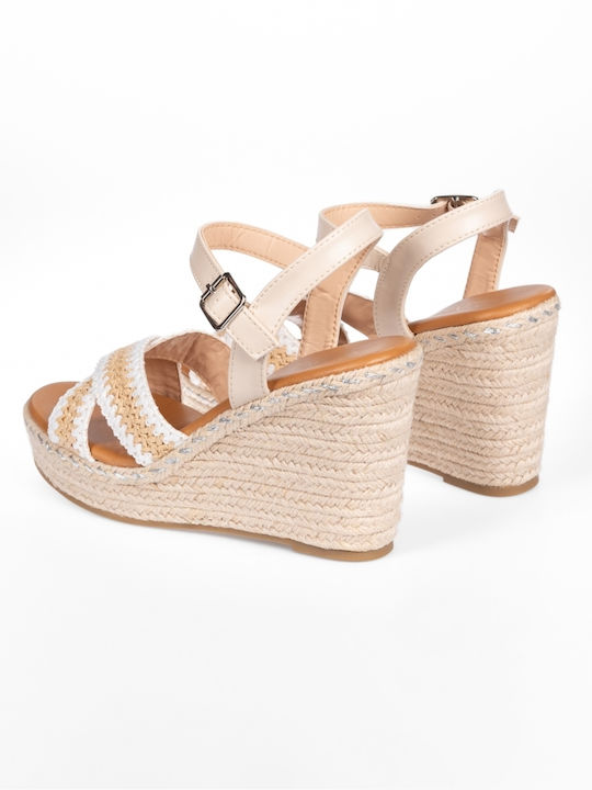 Issue Fashion Platforme dama în stil espadrile Bej