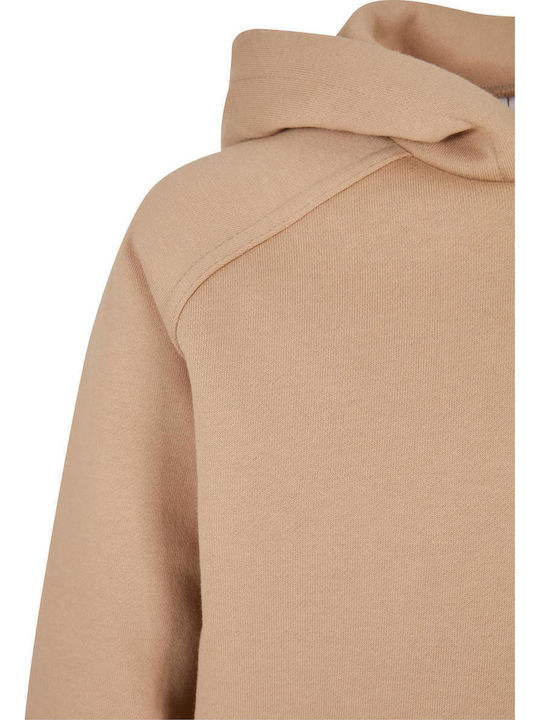 Fleece Επένδυση Παιδικό Φούτερ με Κουκούλα και Τσέπες Μπεζ