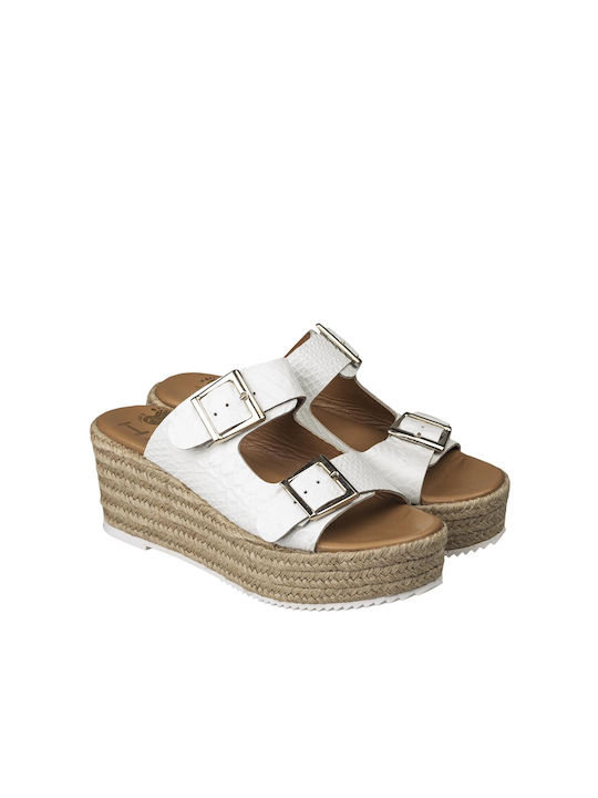 I Love Sandals Women's Platform Wedge Sandals White