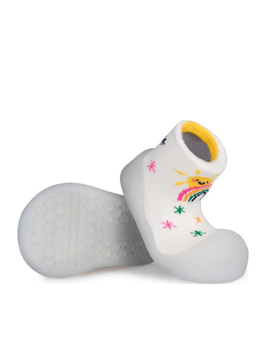 BigToes Παιδικές Καλτσοπαντόφλες White Sunny