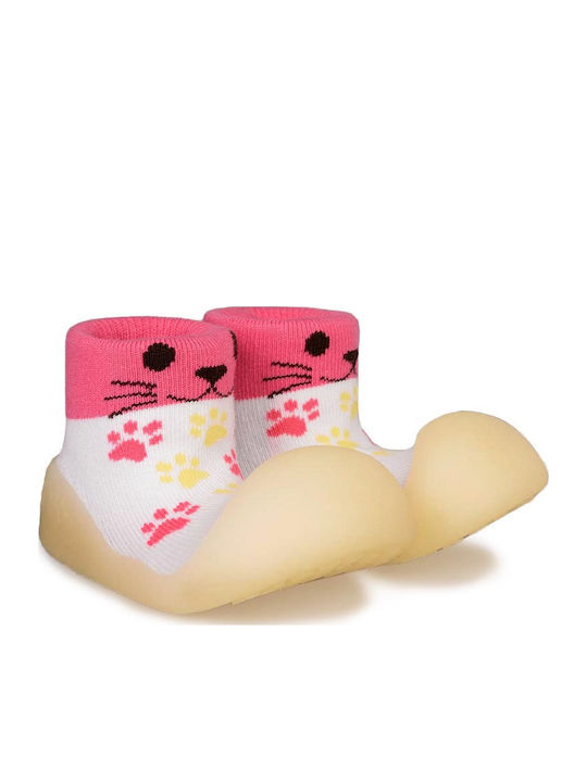 BigToes Kinder Haussocken White/Pink