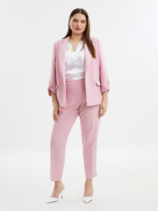 Mat Fashion Blazer pentru femei Crepe Sacou Roz