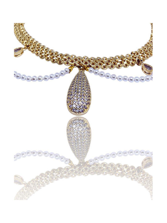 Buhay Choker with design Tear Gold Plated with Zircon