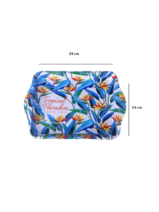Mizoo Διακοσμητικός Δίσκος Μεταλλικός Tropical Design Ορθογώνιος 21x14cm