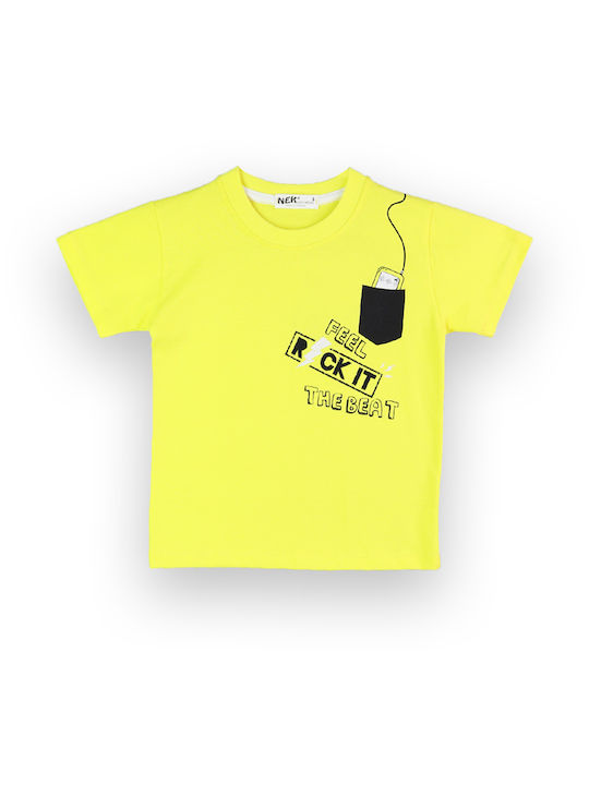 Nek Kids Wear Set pentru copii cu Șorturi Vara 2buc Yellow-blue Dark