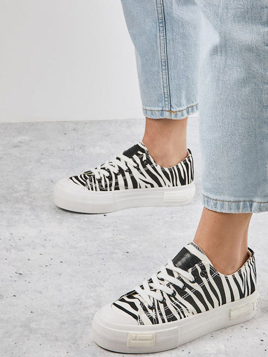 One Way Low Adidași Flatforms Pentru Femei Alb-Negru
