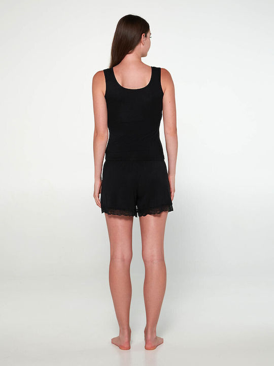 Women's T-Shirt with Spaghetti Strap Black