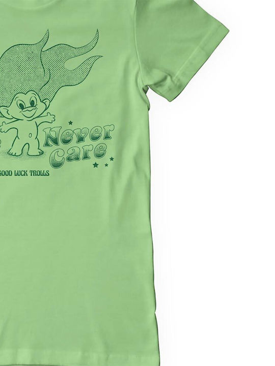 Paperinos Good Luck Trolls - Be Bare Never Care T-shirt Green Cotton